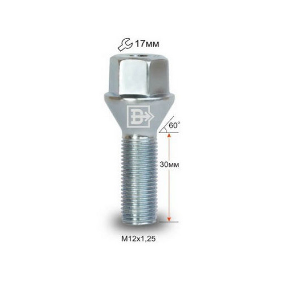 Болт колесный М12х1,25х30 (конус кл.17)  литой диск ВЕКТОР