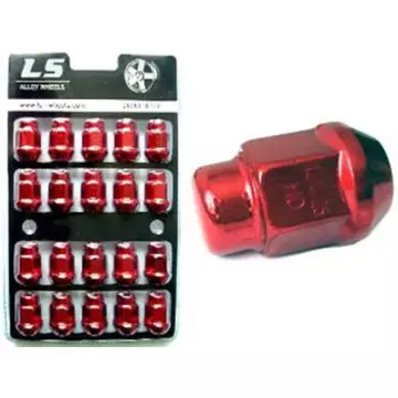 Гайка колеса М12х1,25 (конус кл.19) h=35 красный хром LS (блистер 20шт)