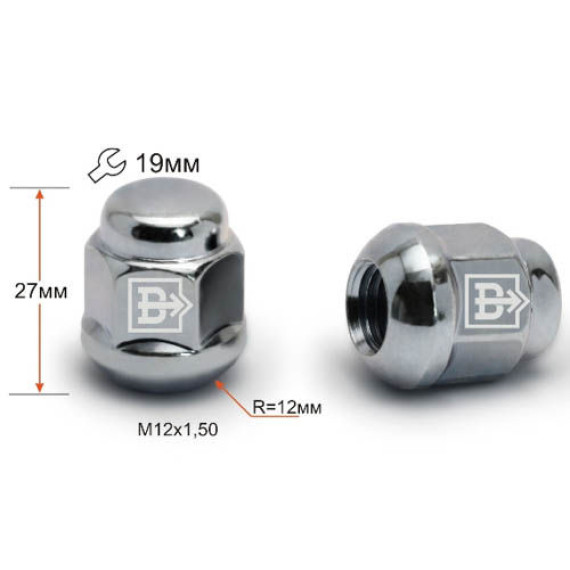 Гайка колеса М12х1,5 (сфера кл.19) h=27 ВЕКТОР