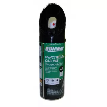 Очиститель обивки салона аэр пенный 450 мл (RUNWAY) со щеткой универс "2 в 1"