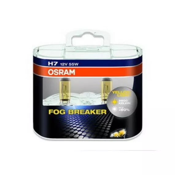 Автолампа H1 12V 55W (P14,5s) OSRAM Fog Breaker 2600kel (к-т 2шт.)