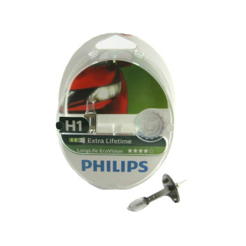 Автолампа H1 12V 55W (P14,5s) PHILIPS LongLife EcoVision (к-т 2шт.)