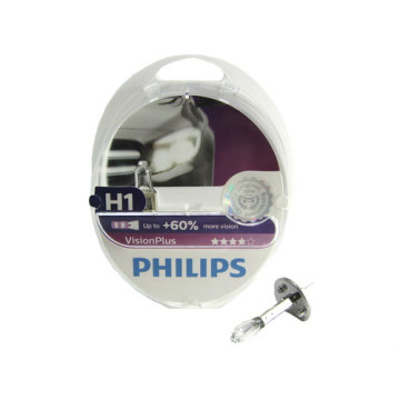 Автолампа H1 12V 55W (P14,5s) PHILIPS Vision Plus+50% (к-т 2шт.)