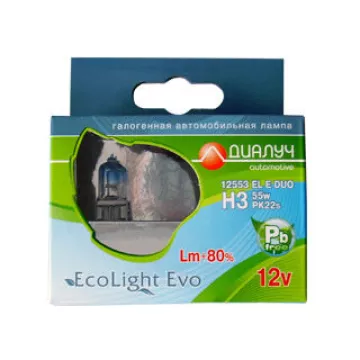 Автолампа H3 12V 55W (PK22s) Диалуч ECO LIGHT 4500kel (к-т 2шт.)