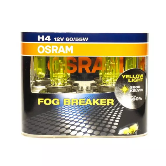 Автолампа H4 12V 60/55W (P43t) OSRAM Fog Breaker 2600kel (к-т 2шт.)