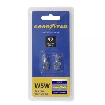 Автолампа 12V W5W 5W (Goodyear) W2.1x9.5d (блистер: к-т 2шт.) GY015206