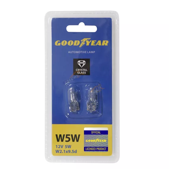 Автолампа 12V W5W 5W (Goodyear) W2.1x9.5d (блистер: к-т 2шт.) GY015206