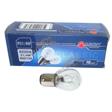 Лампа 12V21/4W (ДИАЛУЧ) (стоп+габариты) BAZ15d 92204