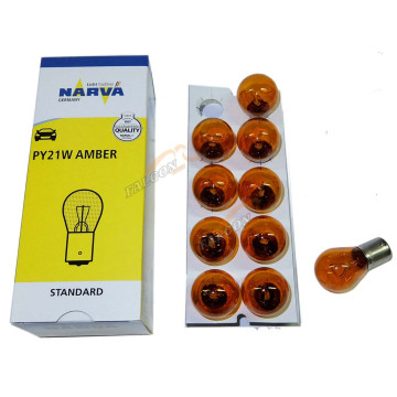 Лампа 12V21W (Narva) ORANGE (смещ.цоколь) 17638