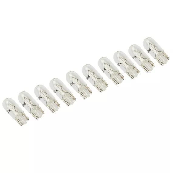 Лампа 12V5W (LECAR) W2.1X9.5D габариты (б/ц) упаковка 10 шт. W5W