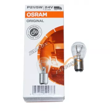 Лампа 24V21/5W (Osram) (з/ход, стоп) 2 конт (Германия) безцокольная