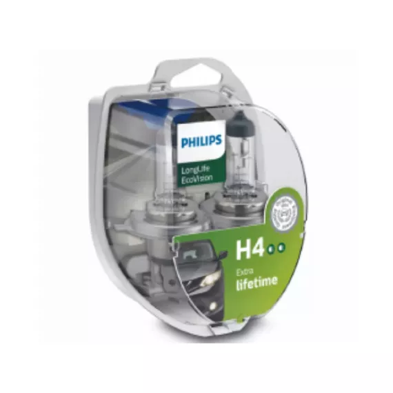Лампа H-4 12V 55W PHILIPSLongLife EcoVision 2шт