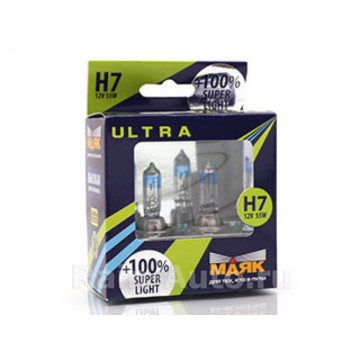 Лампа H-7 12V 55W+100% МАЯК ULTRA Super Light