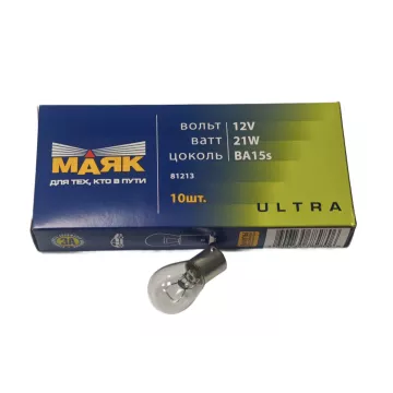 Лампа P21W 12V BA15S ULTRA ( габариты, стоп сигнала) упак.10 шт. МАЯК