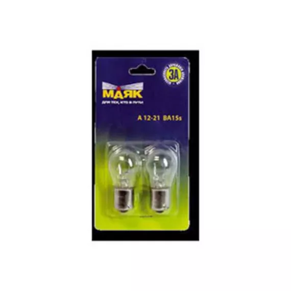 Лампа W10W 12V W2,1x9,5d W3W ( без цоколя,габариты) 1конт "Маяк" (к-т 2шт.) Блистер