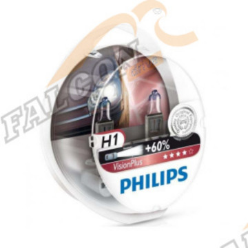 Лампа галог H1 12V55W+60% (PHILIPS) VisionPlus к-т2шт 12258 VPS2