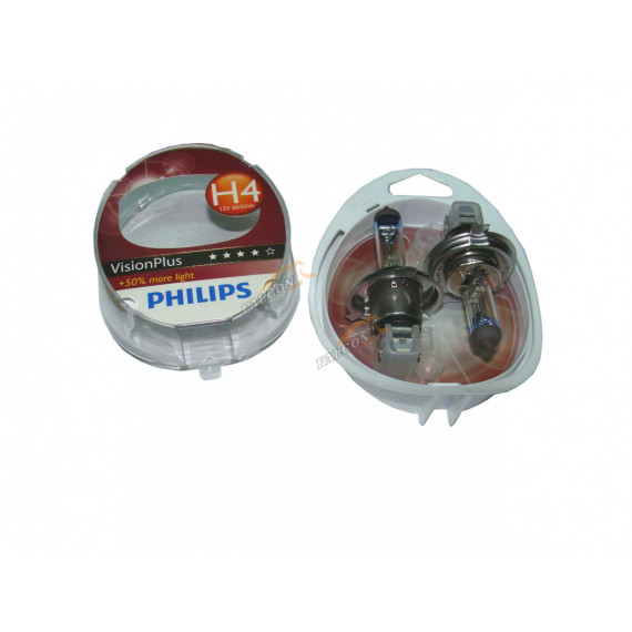 Лампа галог H4 12V60/55W+60% (PHILIPS) VisionPlus к-т2шт 12342 VPS2