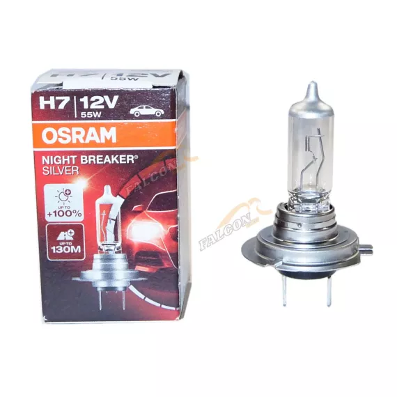 Лампа галог H7 12V55W+100% (Osram) 64210NBS NIGHT BREAKER SILVER
