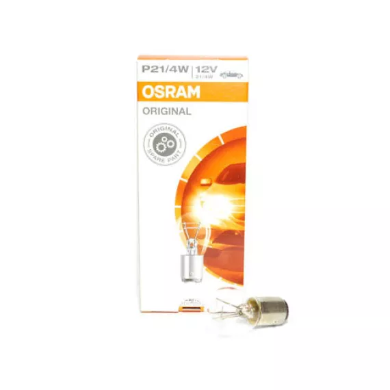 Автолампа P21/4W 12V (BAZ15d) двухконт. (смещ.цоколь) OSRAM