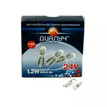Автолампа W1,2W 24V (W2*4.6d) ДИАЛУЧ