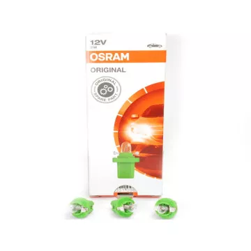 Автолампа W2W 12V (B8,5d) OSRAM с патроном (зелёным)