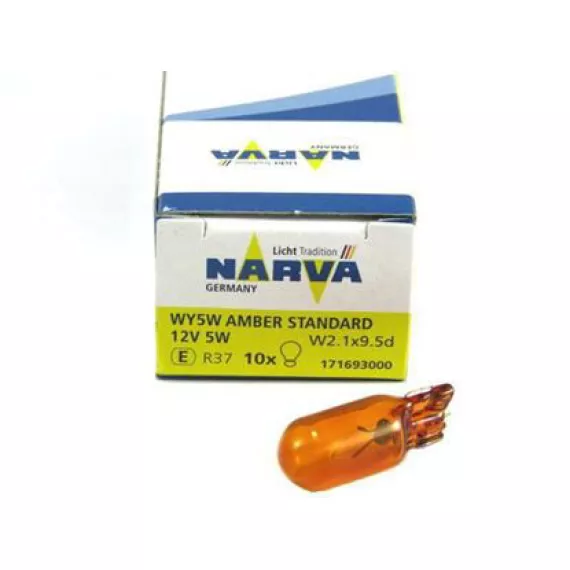 Автолампа WY5W 12V (W2.1*9.5d) ЖЁЛТАЯ NARVA