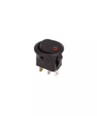 Выключатель 12V 16А (3с) ON-OFF черный с крас. подсв. круглый REXANT