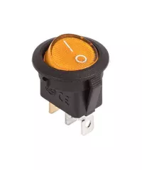 Клавиша круглая с подсветкой 12V (желтая)