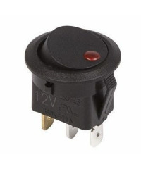 Клавиша круглая "чёрная" с индикатором 12V-16А (красная)