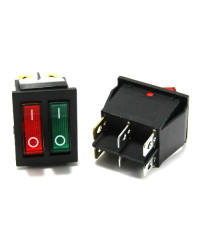 Клавиша прямоугольная с подсветкой 12V "двойная" (зеленая,красная)