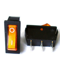 Клавиша прямоугольная узкая с подсветкой 12V (желтая)