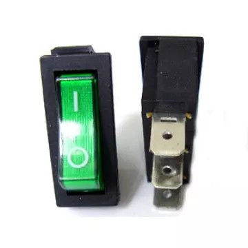 Клавиша прямоугольная узкая с подсветкой 12V (зеленая)