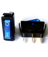 Клавиша прямоугольная узкая с подсветкой 12V (синяя)