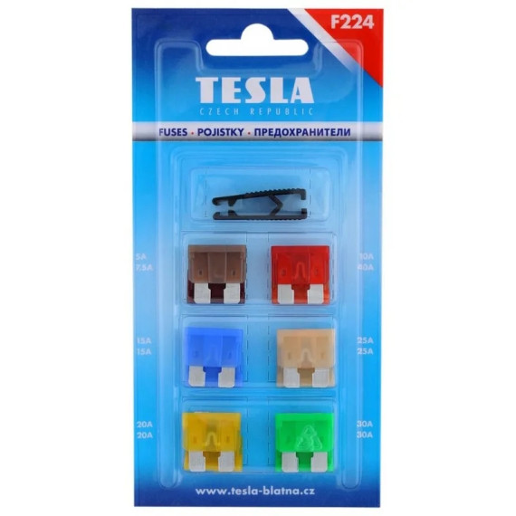 Предохр -2108 (Tesla) штекерные к-т (Midi) (12шт) F224 (5А*30A + щипцы)