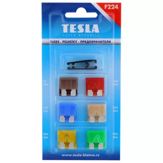 Предохр -2108 (Tesla) штекерные к-т (Midi) (12шт) F224 (5А*30A + щипцы)