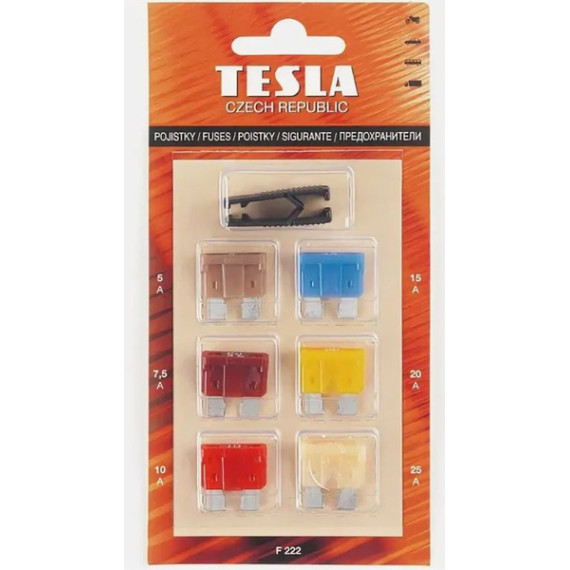 Предохр -2108 (Tesla) штекерные к-т (Midi) (6шт) F222 (5А*25A + щипцы)