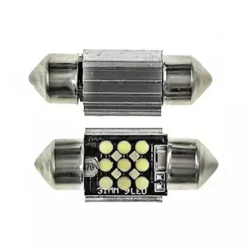 Светодиод С5W 12-24V (COB) (9 диодов) белый 31мм с "обманкой"