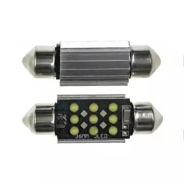 Светодиод С5W 12-24V (COB) (9 диодов) белый 36мм с "обманкой"