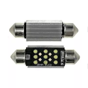 Светодиод С5W 12-24V (COB) (9 диодов) белый 39мм с "обманкой"