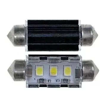 Светодиод С5W 12-24V (SMD-3030) 3 диода белый 36мм. с "обманкой"