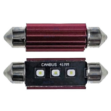 Светодиод С5W 12-24V (SMD-3838) 3 диода белый 41мм. с "обманкой"