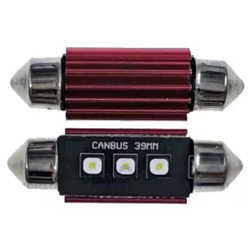 Светодиод С5W 12-24V (SMD-3838) 3 диода белый 39мм. с "обманкой"