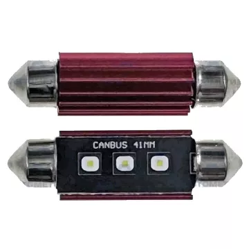 Светодиод С5W 12-24V (SMD-3838) 3 диода белый 41мм. с "обманкой"