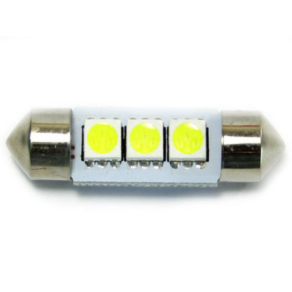 Светодиод С5W 24V (SMD-5050) 3 диода белый 36 мм. с "обманкой"