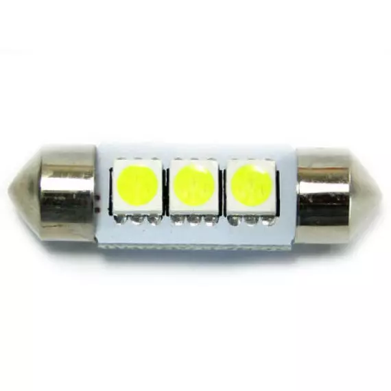 Светодиод С5W 24V (SMD-5050) 3 диода белый 36 мм. с "обманкой"