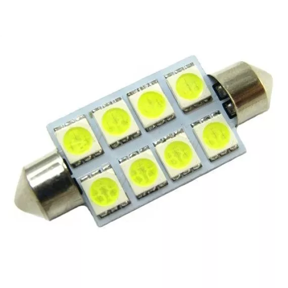 Светодиод С5W 24V (SMD-5050) 8 диодов белый 41mm