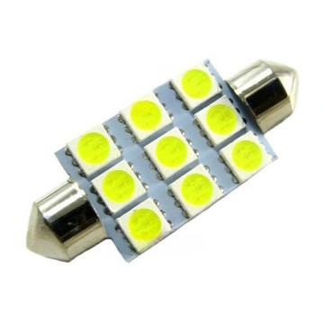 Светодиод С5W 24V (SMD-5050) 9 диодов белый 41мм.