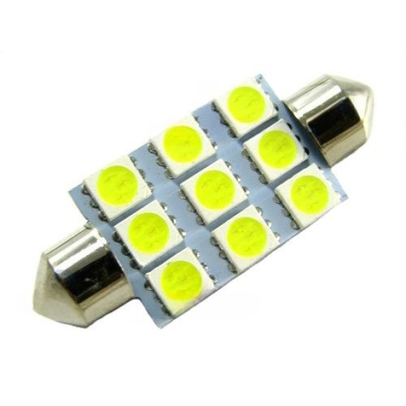 Светодиод С5W 24V (SMD-5050) 9 диодов белый 41мм.