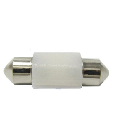 Светодиод С5W (SMD-3030) 2 диода 12-24V (линза,матовый) белый 31мм.