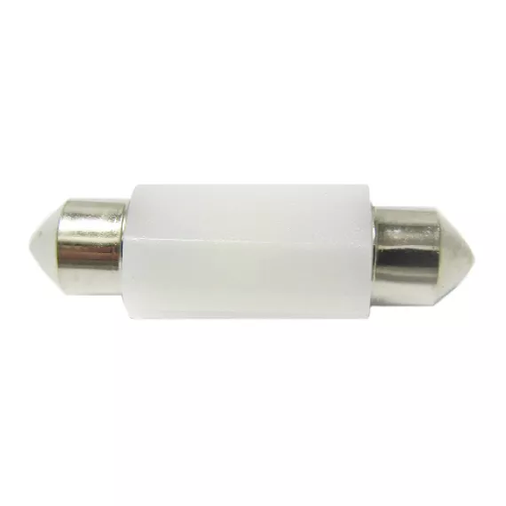 Светодиод С5W (SMD-3030) 2 диода 12-24V (линза,матовый) белый 36мм.